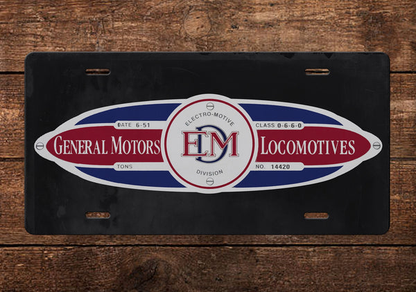 EMD Builder's Plate License Plate